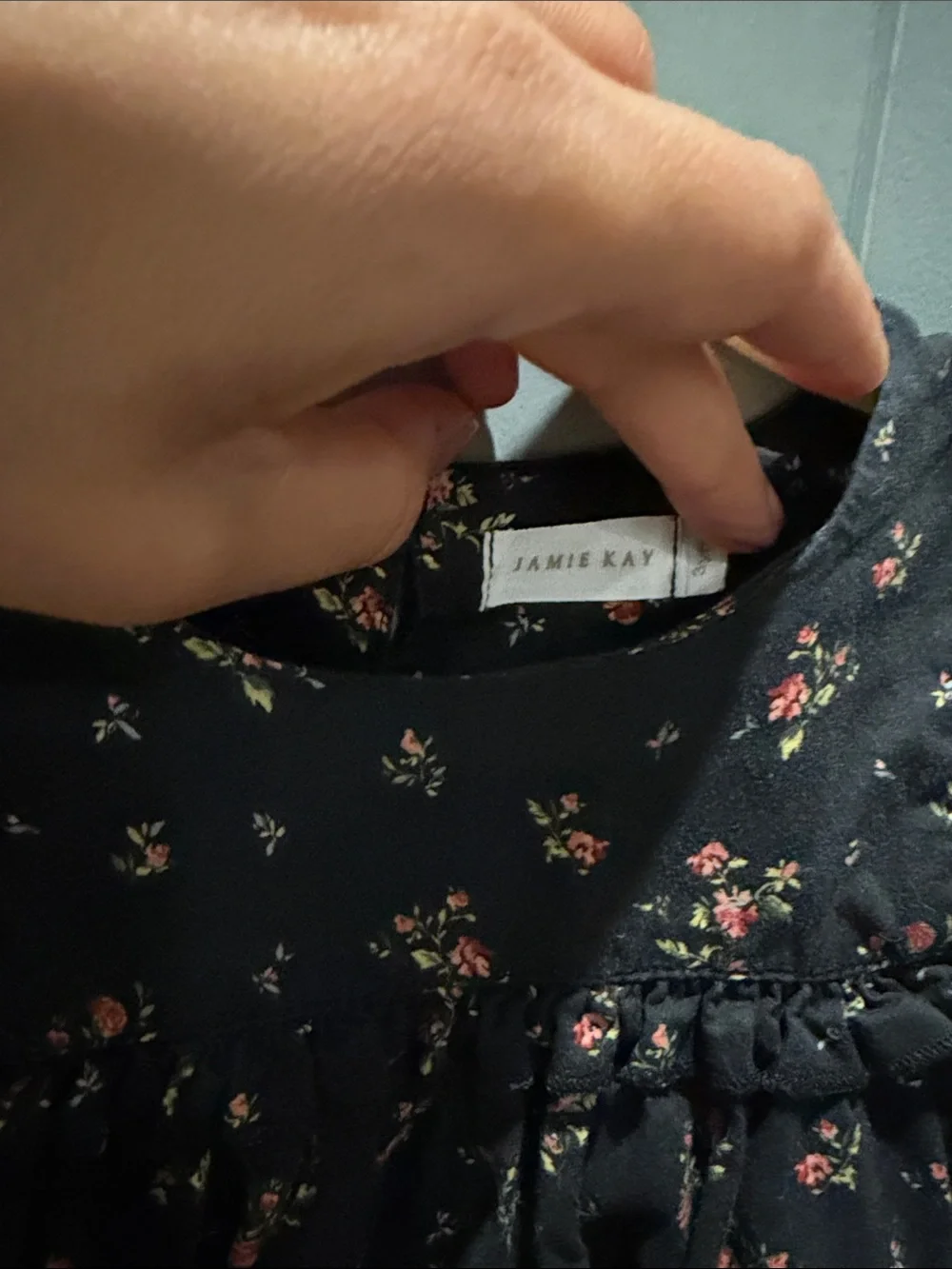 Jamie Kay Navy Floral Dress with Puff Sleeves